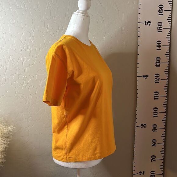UNIQLO golden yellow short sleeve crewneck T-shirt slight stretch size medium - Picture 5 of 8